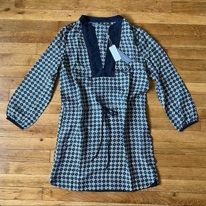 Twelfth Street by Cynthia Rowley Navy Patterned Blouse